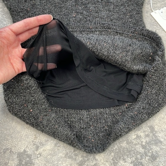 NWT Line & Dot Wool Mohair Sequin Back Detail Sweater Charcoal Gray Sz S - Picture 11 of 12